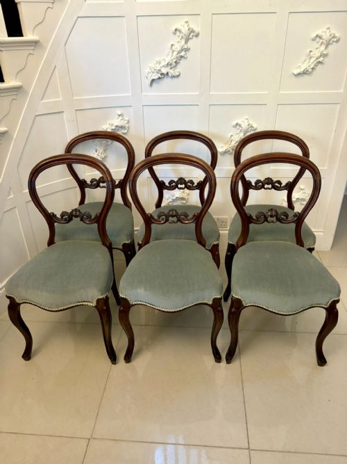 SET OF SIX ANTIQUE VICTORIAN QUALITY CARVED MAHOGANY DINING CHAIRS - ADDITIONAL PHOTO 9