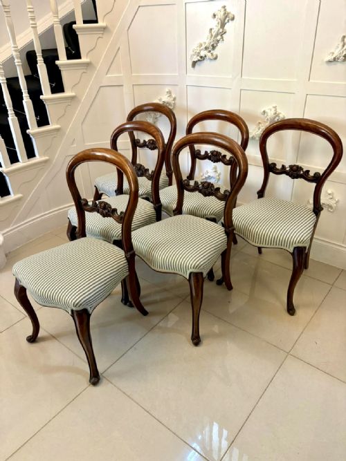 SET OF 6 ANTIQUE VICTORIAN QUALITY CARVED MAHOGANY BALLOON BACK DINING CHAIRS - ADDITIONAL PHOTO 12