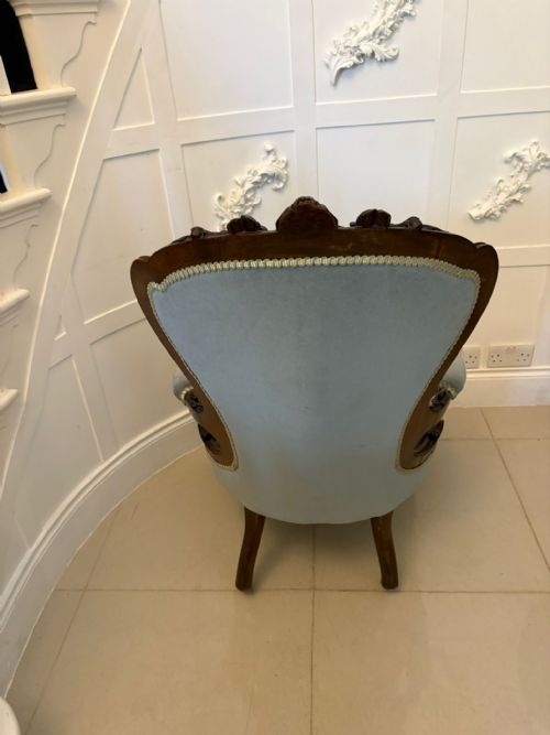 OUTSTANDING QUALITY PAIR OF ANTIQUE VICTORIAN CARVED WALNUT LADIES AND GENTLEMENS CHAIRS - ADDITIONAL PHOTO 1