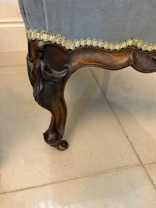 OUTSTANDING QUALITY PAIR OF ANTIQUE VICTORIAN CARVED WALNUT LADIES AND GENTLEMENS CHAIRS - ADDITIONAL PHOTO 7