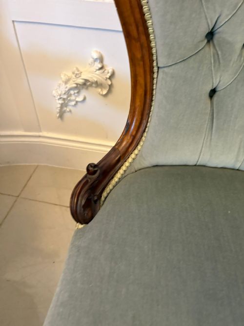 OUTSTANDING QUALITY PAIR OF ANTIQUE VICTORIAN CARVED WALNUT LADIES AND GENTLEMENS CHAIRS - ADDITIONAL PHOTO 8