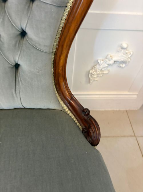 OUTSTANDING QUALITY PAIR OF ANTIQUE VICTORIAN CARVED WALNUT LADIES AND GENTLEMENS CHAIRS - ADDITIONAL PHOTO 9