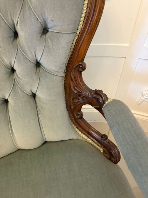 OUTSTANDING QUALITY PAIR OF ANTIQUE VICTORIAN CARVED WALNUT LADIES AND GENTLEMENS CHAIRS - ADDITIONAL PHOTO 16
