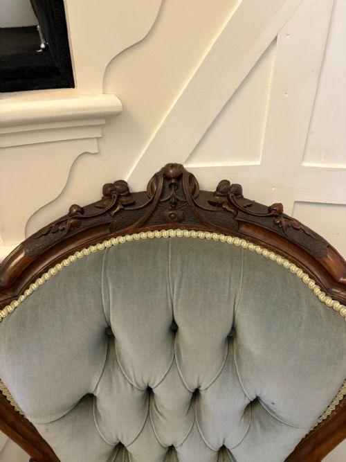 OUTSTANDING QUALITY PAIR OF ANTIQUE VICTORIAN CARVED WALNUT LADIES AND GENTLEMENS CHAIRS - ADDITIONAL PHOTO 18