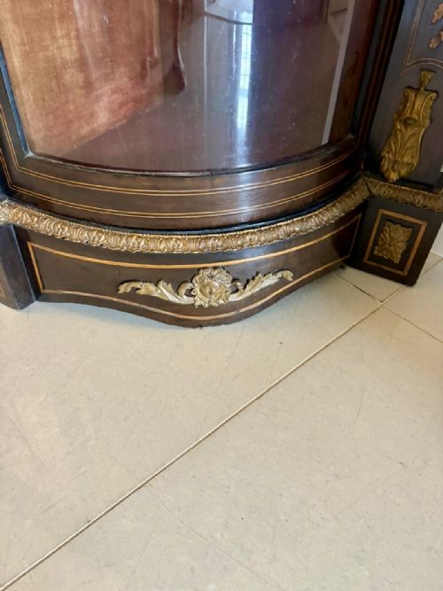 OUTSTANDING QUALITY ANTIQUE VICTORIAN EBONISED AND INLAID FLORAL MARQUETRY CREDENZASIDEBOARD - ADDITIONAL PHOTO 1