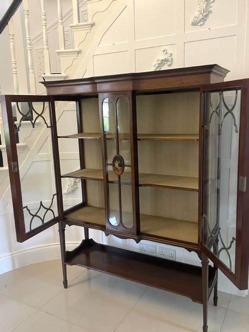 fig 1. Antique Edwardian Superb Quality Inlaid Mahogany Display Cabinet