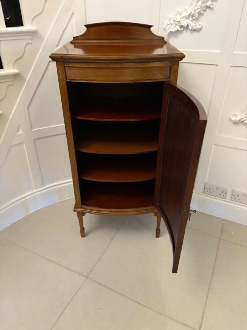 SUPERB QUALITY ANTIQUE EDWARDIAN MAHOGANY INLAID BOW FRONTED SIDE CABINET - ADDITIONAL PHOTO 1