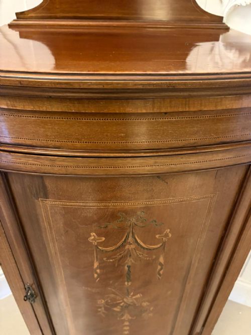 SUPERB QUALITY ANTIQUE EDWARDIAN MAHOGANY INLAID BOW FRONTED SIDE CABINET - ADDITIONAL PHOTO 6