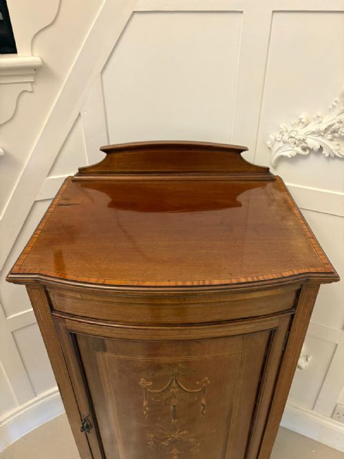SUPERB QUALITY ANTIQUE EDWARDIAN MAHOGANY INLAID BOW FRONTED SIDE CABINET - ADDITIONAL PHOTO 7