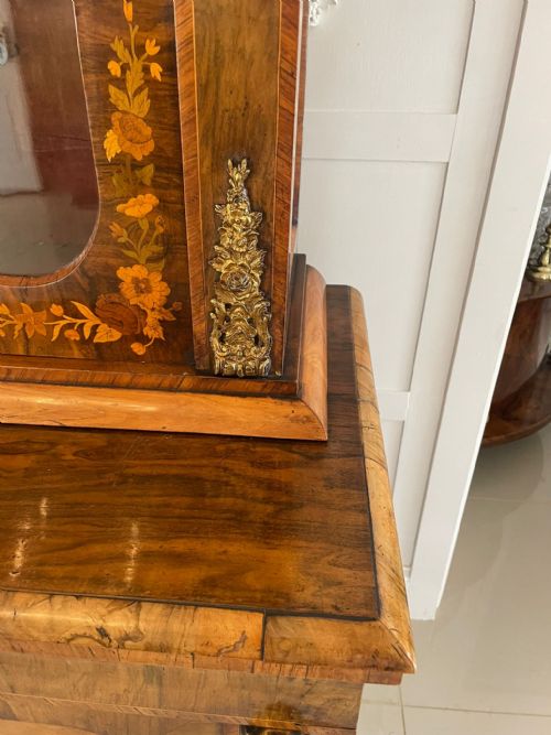 OUTSTANDING QUALITY ANTIQUE VICTORIAN BURR WALNUT MARQUETRY INLAID ORMOLU MOUNTED BOOKCASE CABINET - ADDITIONAL PHOTO 3