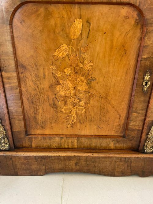 OUTSTANDING QUALITY ANTIQUE VICTORIAN BURR WALNUT MARQUETRY INLAID ORMOLU MOUNTED BOOKCASE CABINET - ADDITIONAL PHOTO 5