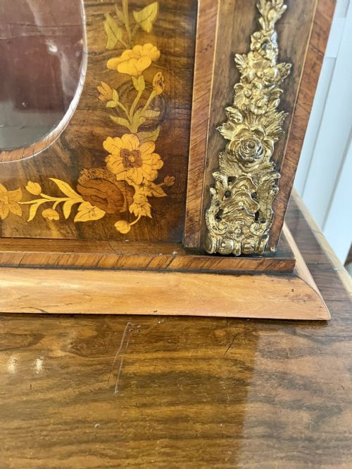 OUTSTANDING QUALITY ANTIQUE VICTORIAN BURR WALNUT MARQUETRY INLAID ORMOLU MOUNTED BOOKCASE CABINET - ADDITIONAL PHOTO 14