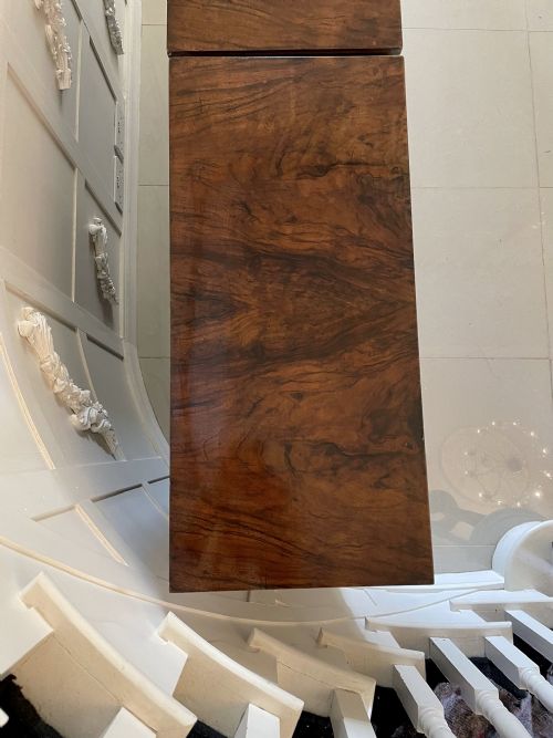 fig 1. Outstanding Quality Pair Of Antique Victorian Inlaid Burr Walnut and Porcelain Mounted Pier Cabinets