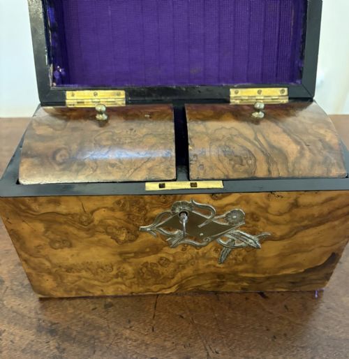OUTSTANDING QUALITY ANTIQUE VICTORIAN BURR WALNUT TEA CADDY - ADDITIONAL PHOTO 2