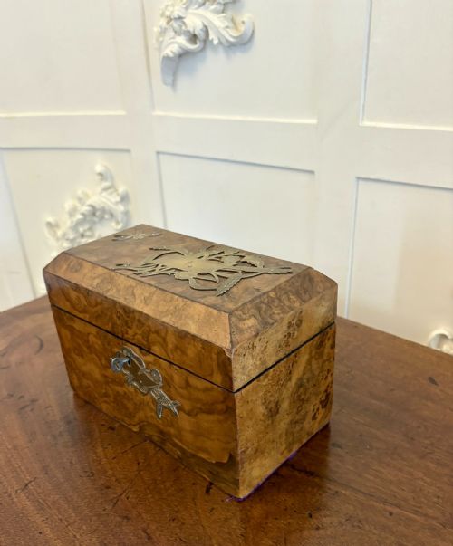 OUTSTANDING QUALITY ANTIQUE VICTORIAN BURR WALNUT TEA CADDY - ADDITIONAL PHOTO 4