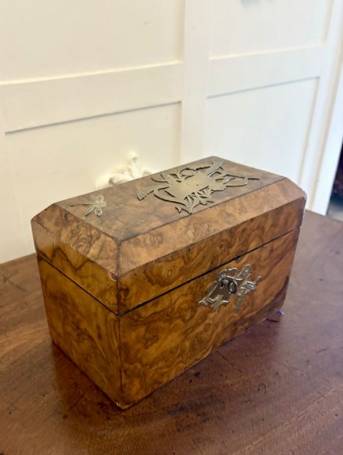 OUTSTANDING QUALITY ANTIQUE VICTORIAN BURR WALNUT TEA CADDY - ADDITIONAL PHOTO 5