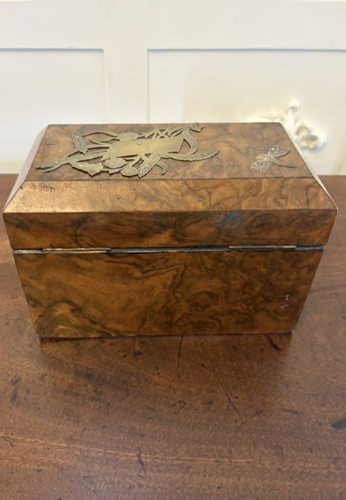 OUTSTANDING QUALITY ANTIQUE VICTORIAN BURR WALNUT TEA CADDY - ADDITIONAL PHOTO 7