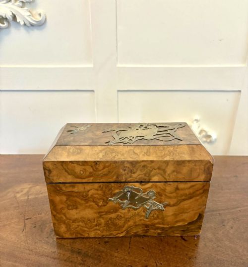 OUTSTANDING QUALITY ANTIQUE VICTORIAN BURR WALNUT TEA CADDY - ADDITIONAL PHOTO 9