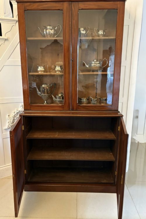 fig 1. Antique Victorian Quality Figured Mahogany Bookcase