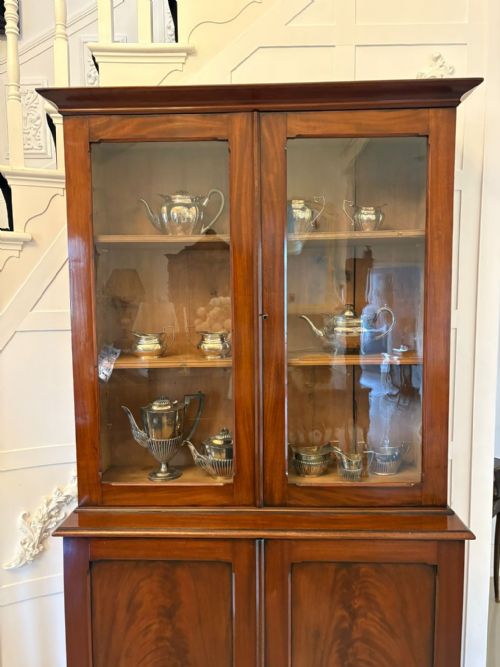 ANTIQUE VICTORIAN QUALITY FIGURED MAHOGANY BOOKCASE - ADDITIONAL PHOTO 6