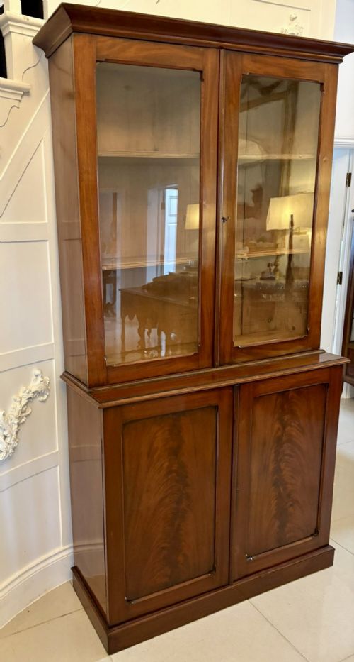 ANTIQUE VICTORIAN QUALITY FIGURED MAHOGANY BOOKCASE - ADDITIONAL PHOTO 10