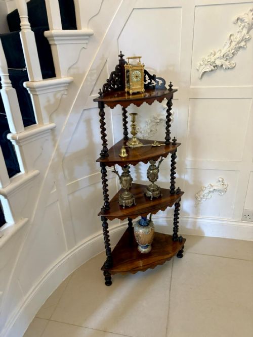 fig 1. Superb Quality Antique Victorian 4 Tier Rosewood Corner Whatnot
