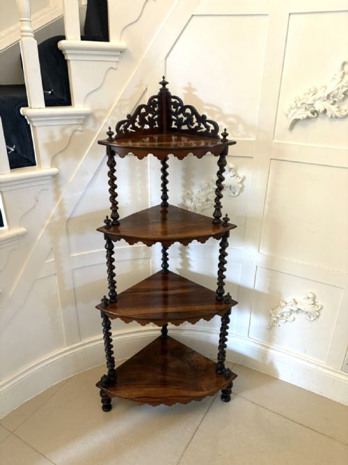 Superb Quality Antique Victorian 4 Tier Rosewood Corner Whatnot