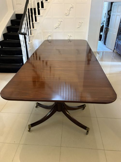 Large Antique Edwardian 18 Seater Superb Quality Figured Mahogany 3 Pilar Dining Table
