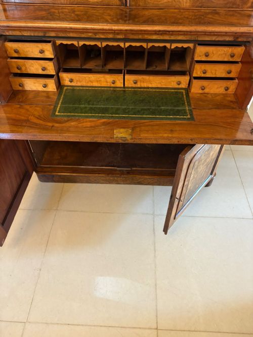 ANTIQUE VICTORIAN OUTSTANDING QUALITY BURR WALNUT SECRETAIRE BOOKCASE - ADDITIONAL PHOTO 1