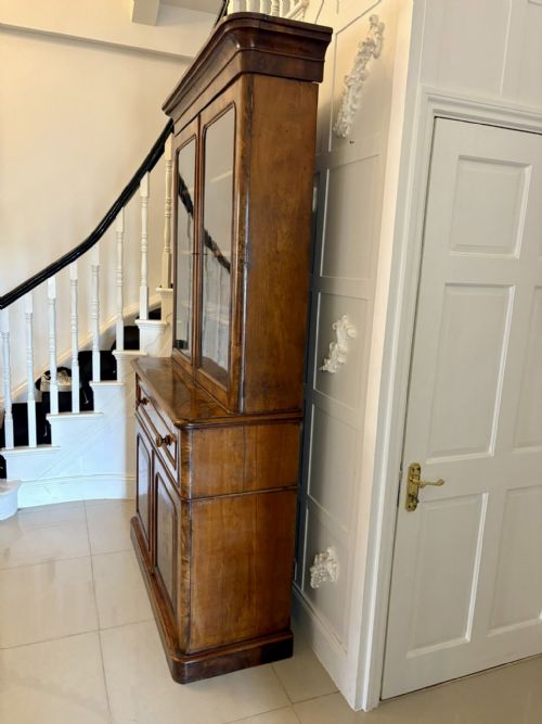 ANTIQUE VICTORIAN OUTSTANDING QUALITY BURR WALNUT SECRETAIRE BOOKCASE - ADDITIONAL PHOTO 7