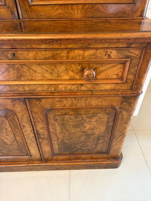 ANTIQUE VICTORIAN OUTSTANDING QUALITY BURR WALNUT SECRETAIRE BOOKCASE - ADDITIONAL PHOTO 9