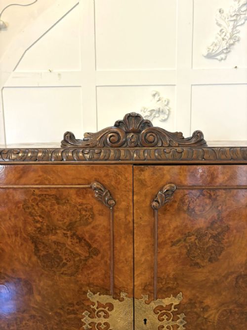 OUTSTANDING QUALITY ANTIQUE BURR WALNUT COCKTAIL CABINET - ADDITIONAL PHOTO 5