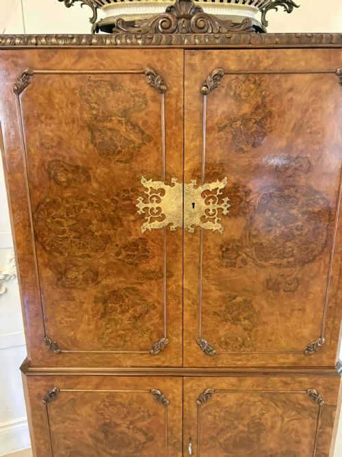 OUTSTANDING QUALITY ANTIQUE BURR WALNUT COCKTAIL CABINET - ADDITIONAL PHOTO 7