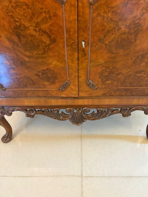 OUTSTANDING QUALITY ANTIQUE BURR WALNUT COCKTAIL CABINET - ADDITIONAL PHOTO 9