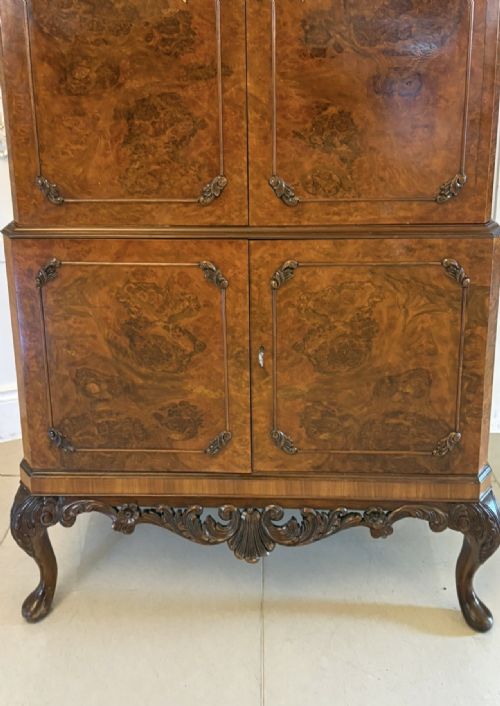 OUTSTANDING QUALITY ANTIQUE BURR WALNUT COCKTAIL CABINET - ADDITIONAL PHOTO 10