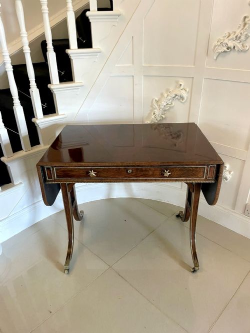 Fine Quality Small Antique Regency Brass Inlaid Rosewood Freestanding Sofa/side Table