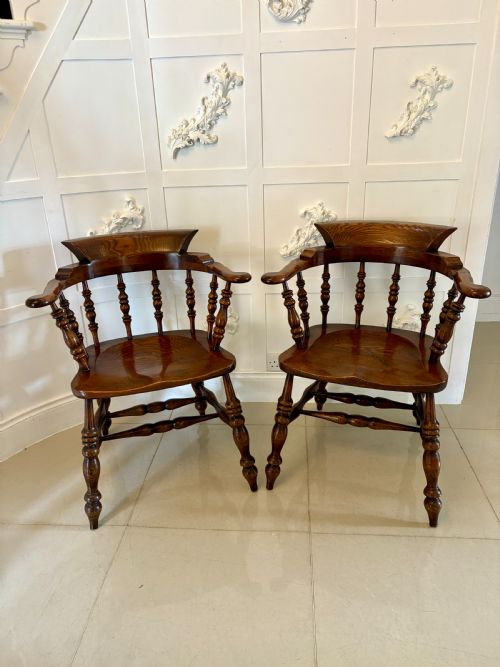 Fantastic Quality Large Pair of Antique Victorian Smokers Bow Armchairs