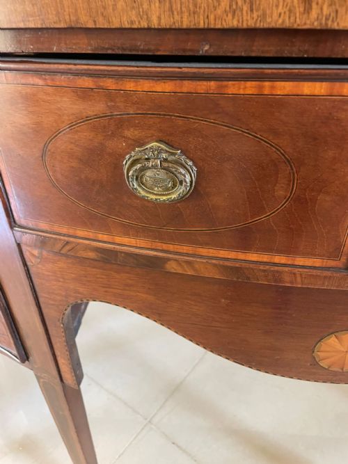 fig 1. Antique George III Quality Mahogany Inlaid Serpentine Shaped Sideboard