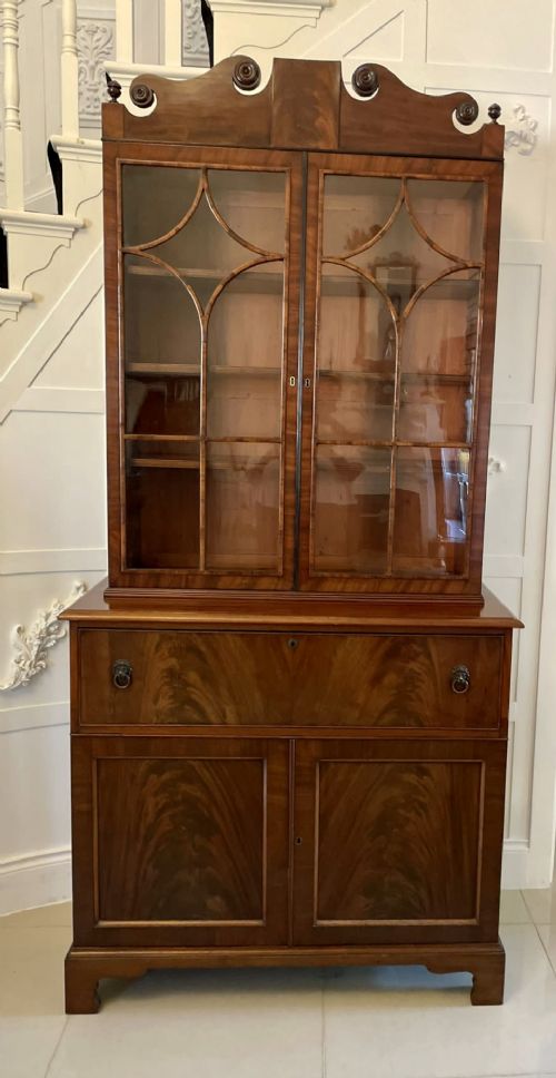 Outstanding Quality Antique Regency Mahogany Secretaire Bookcase 