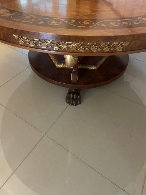 MAGNIFICENT QUALITY 810 SEATER ANTIQUE BURR WALNUT MARQUETRY INLAID CARVED GILDED CENTREDINING TABLE - ADDITIONAL PHOTO 4