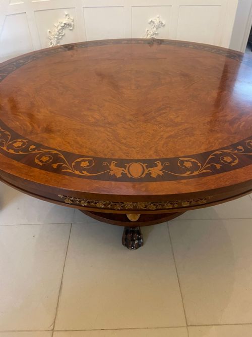 MAGNIFICENT QUALITY 810 SEATER ANTIQUE BURR WALNUT MARQUETRY INLAID CARVED GILDED CENTREDINING TABLE - ADDITIONAL PHOTO 9