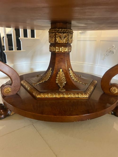 MAGNIFICENT QUALITY 810 SEATER ANTIQUE BURR WALNUT MARQUETRY INLAID CARVED GILDED CENTREDINING TABLE - ADDITIONAL PHOTO 13