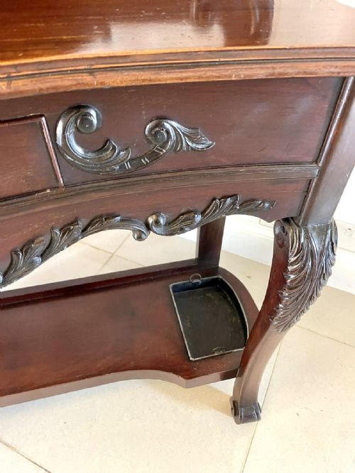 QUALITY ANTIQUE 19TH CENTURY VICTORIAN CARVED MAHOGANY HALL STAND - ADDITIONAL PHOTO 4