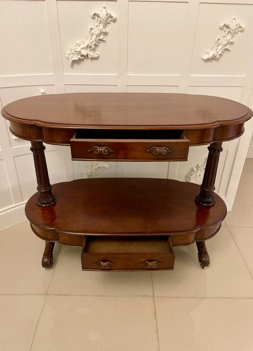 LARGE ANTIQUE MAHOGANY OVAL SHAPED FREESTANDING SERVINGCONSOLE TABLE - ADDITIONAL PHOTO 5