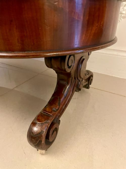 LARGE ANTIQUE MAHOGANY OVAL SHAPED FREESTANDING SERVINGCONSOLE TABLE - ADDITIONAL PHOTO 7