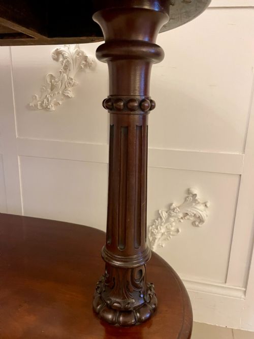 LARGE ANTIQUE MAHOGANY OVAL SHAPED FREESTANDING SERVINGCONSOLE TABLE - ADDITIONAL PHOTO 8