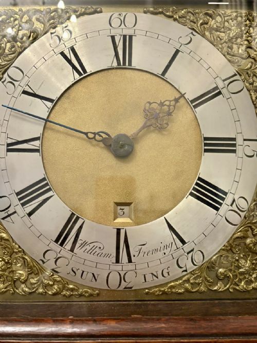 fig 3. Outstanding Quality Antique George III Oak and Burr Oak Brass Face Longcase Clock