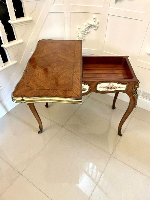 OUTSTANDING QUALITY ANTIQUE VICTORIAN PORCELAIN AND ORMOLU MOUNTED KINGWOOD CARDCONSOLE TABLE BY G T MORANT LONDON - ADDITIONAL PHOTO 10