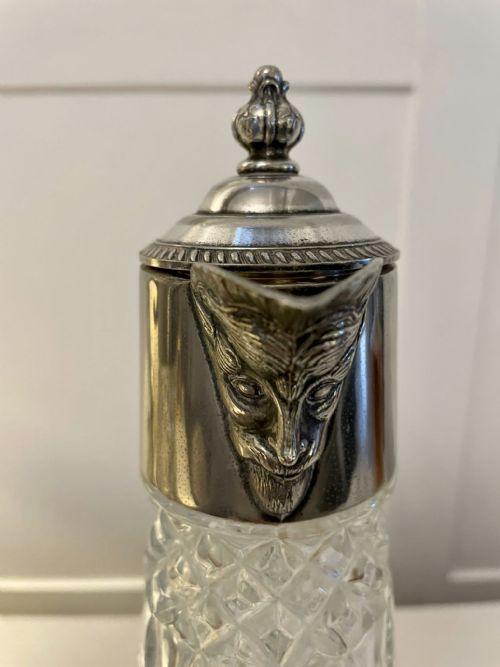 PAIR OF ANTIQUE EDWARDIAN QUALITY SILVER PLATED AND CUT GLASS CLARET JUGS - ADDITIONAL PHOTO 6