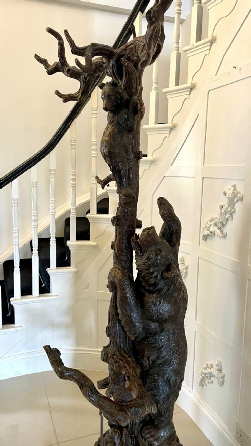 MAGNIFICENT EXHIBITION QUALITY ANTIQUE BLACK FOREST BEAR OAK TREE HALL STAND - ADDITIONAL PHOTO 5
